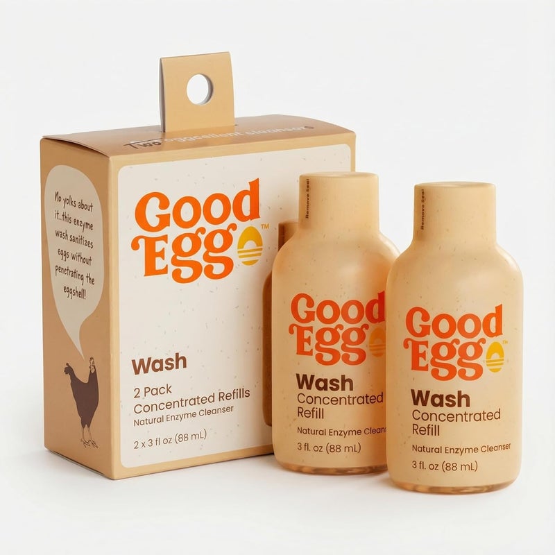 GoodEgg Organic Egg Cleaner Concentrated Refill for Farm Fresh Eggs, Food-Grade, Non-Toxic, Chicken Coop Accessories, Egg Washing Solution, USA-Made Foaming Pump, 2 Pack, As Seen On Shark Tank - Image 1